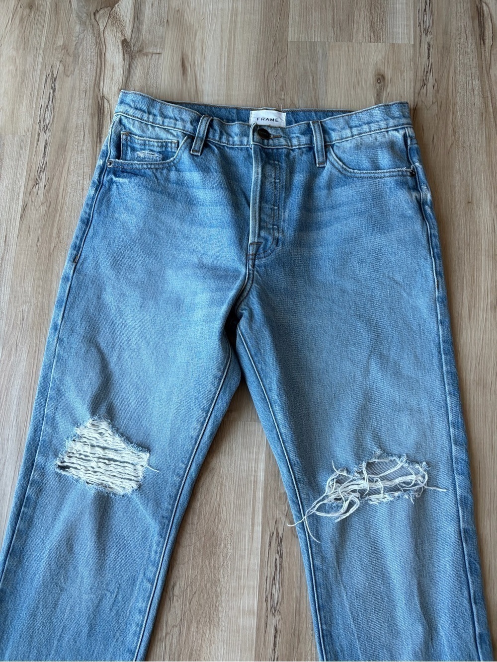 Frame High Rise Boyfriend Distressed Jeans - Picture 4 of 9